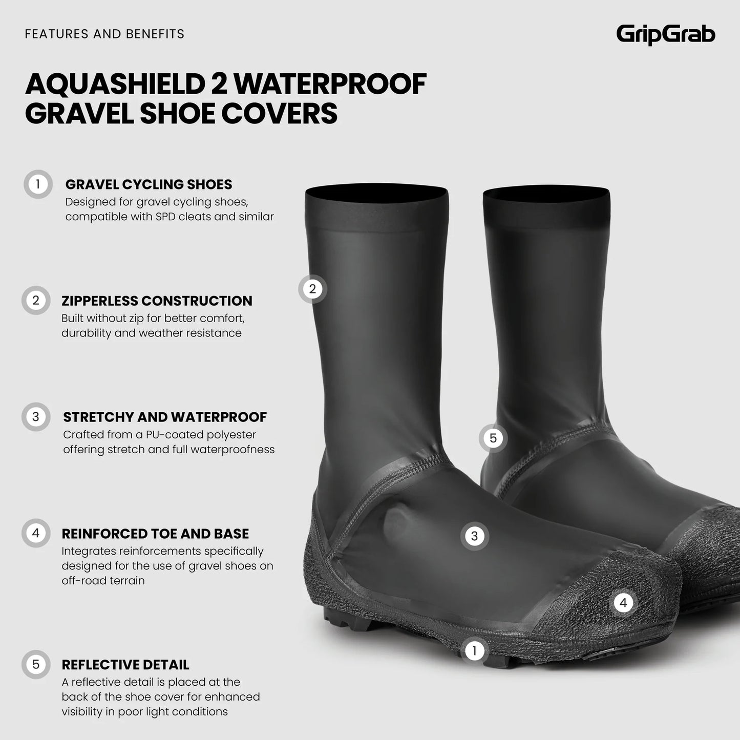 Überziehschuhe GRIPGRAB AQUASHIELD 2 WATERPROOF GRAVEL Schwarz