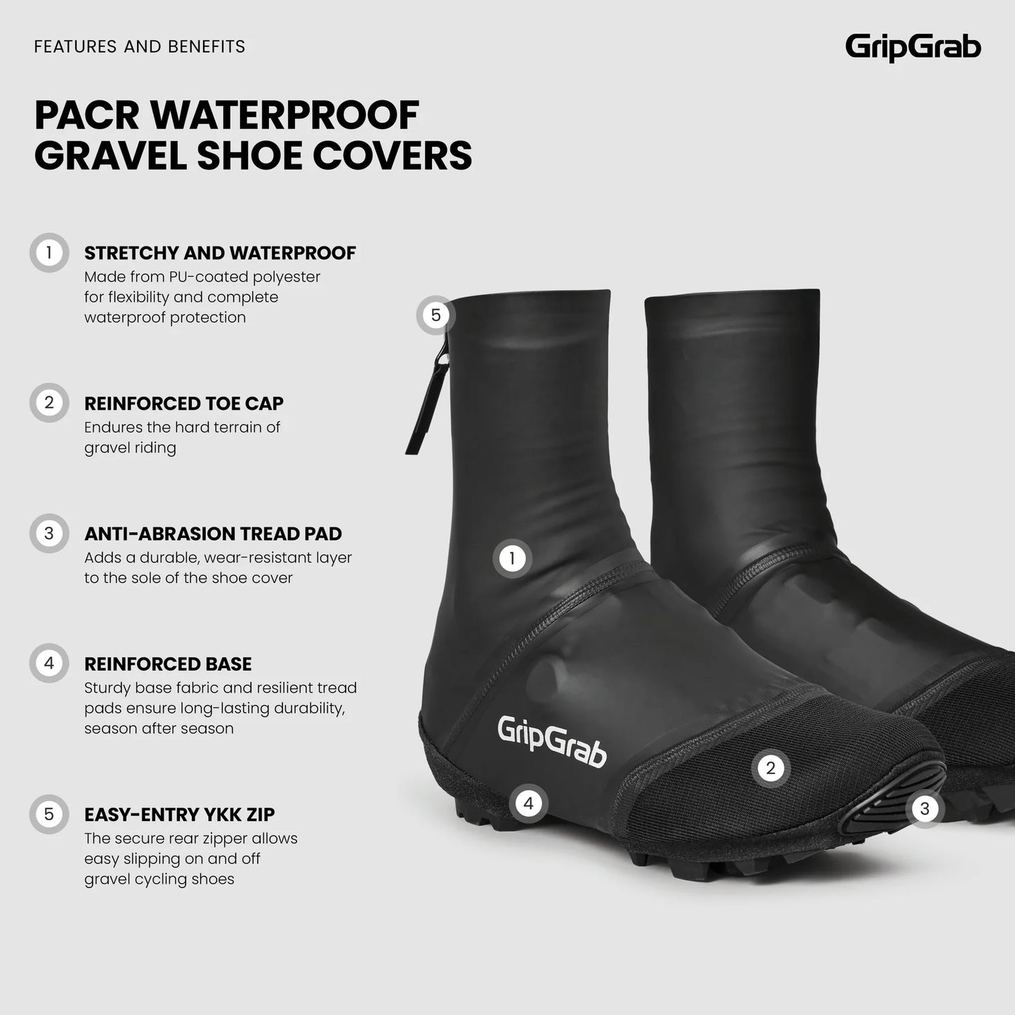 Schuhüberzieher GRIPGRAB PACR WATERPROOF GRAVEL Schwarz