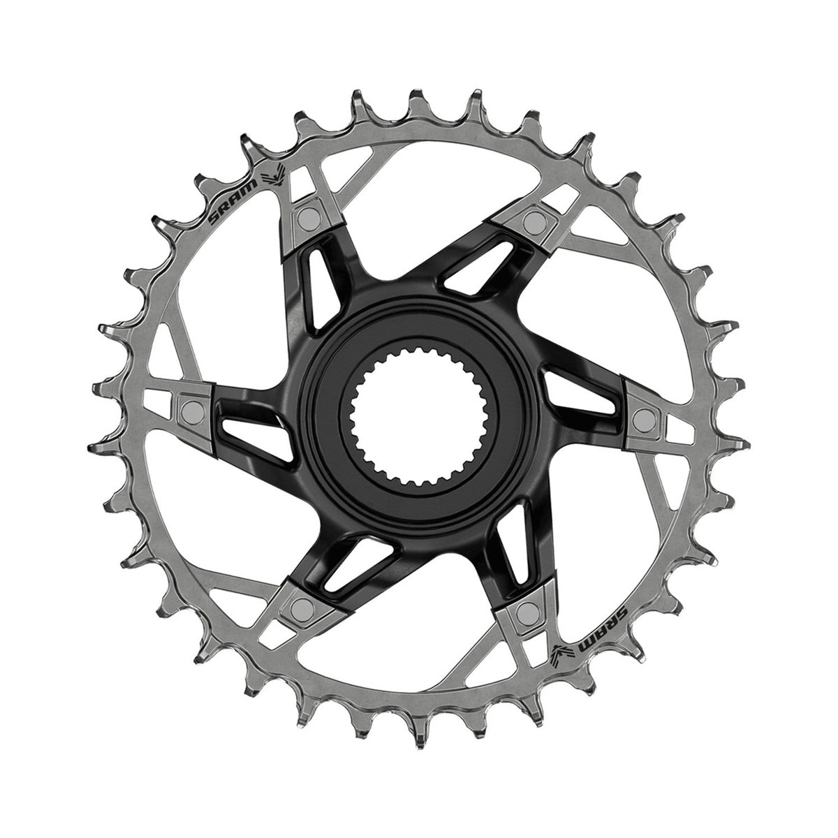 Plateau Mono SRAM XX T-TYPE EAGLE BOSCH GEN4 12V Direct Mount Noir/Argent — vue du plateau sur fond blanc