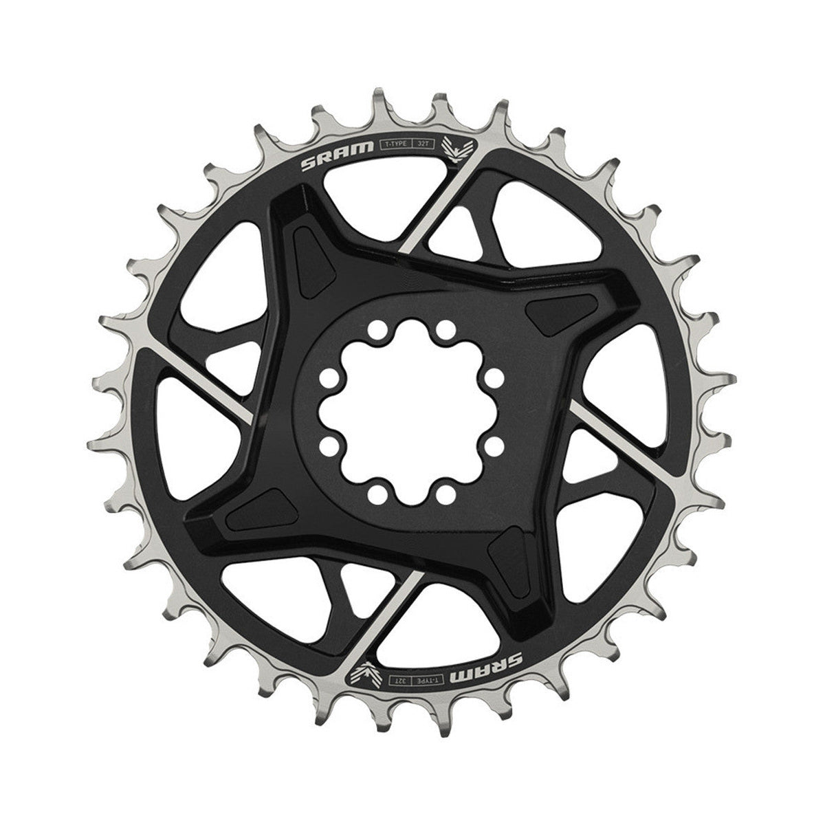 Plateau Mono SRAM X0 T-TYPE EAGLE BOOST 12V Direct Mount Offset 3mm Noir — vue du plateau sur fond blanc