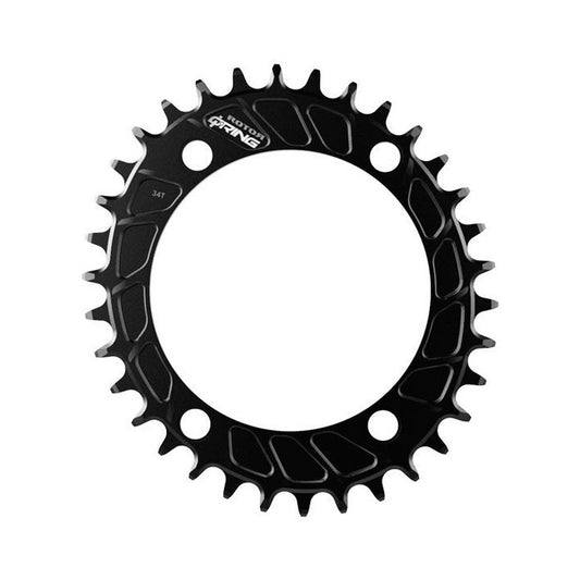 Plateau Mono Oval 11/12V ROTOR Q-RING MTB 4 Trous 110mm — vue du plateau sur fond blanc