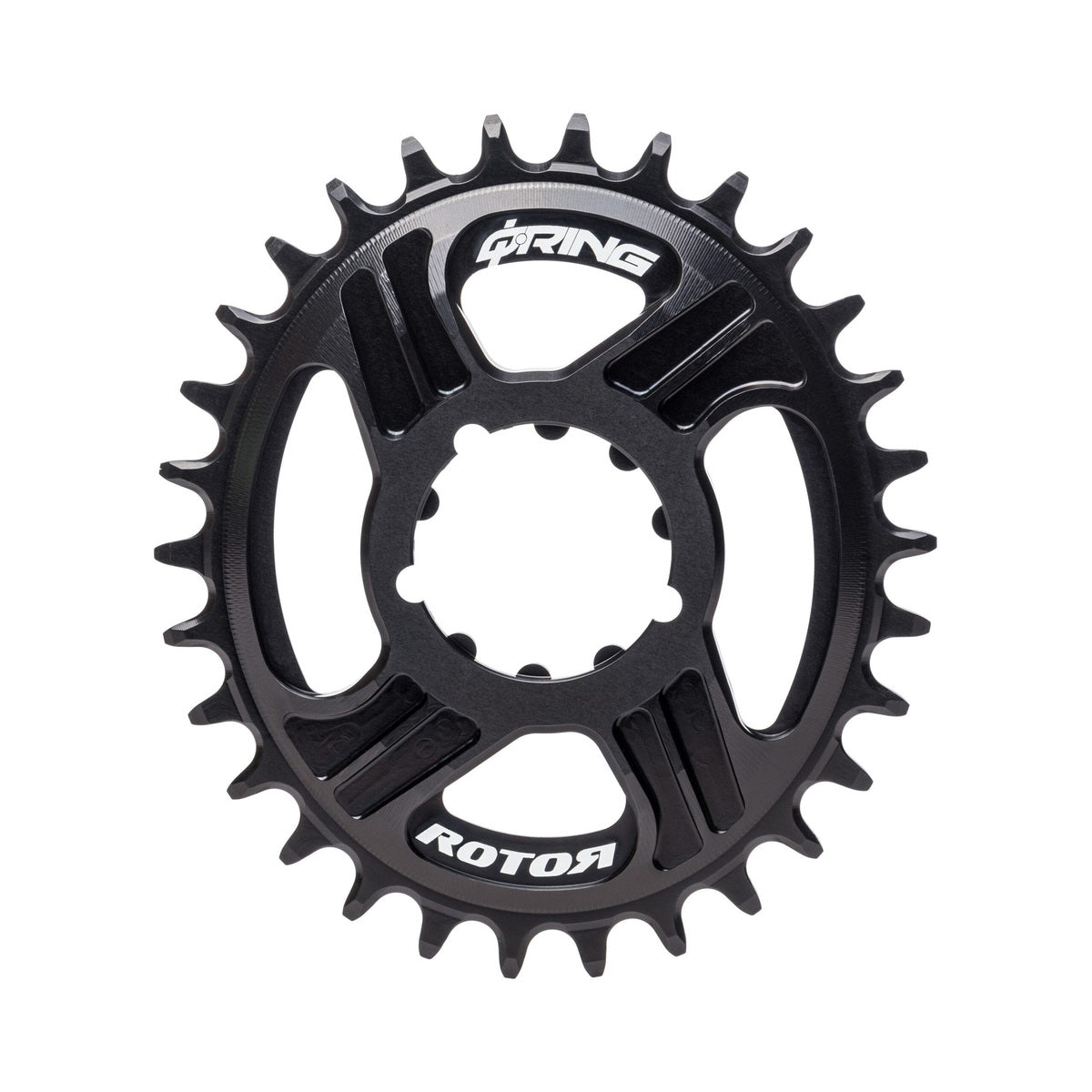 Ovales ROTOR Q-RING Kettenblatt für Einfachantrieb, 11-/12-fach, Sram Direct Mount, 6 mm Offset — Ansicht des Kettenblatts auf weißem Hintergrund