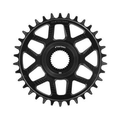 Plateau Mono E-THIRTEEN HELIX RACE E-SPEC 11/12V Direct Mount Bosch Gen4 Offset 15mm Noir — vue du plateau sur fond blanc