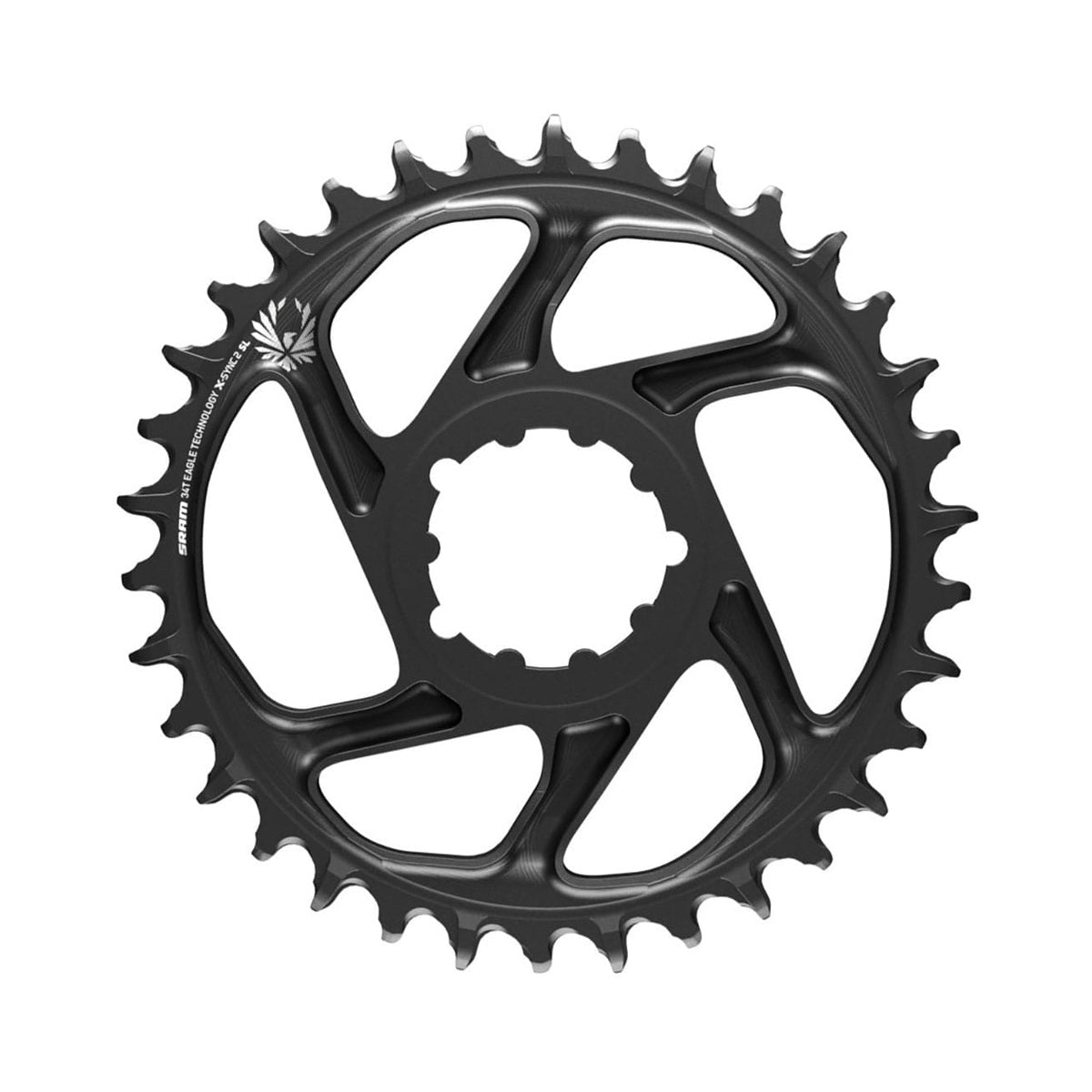 Plateau Mono SRAM EAGLE X-SYNC 2 SL 12V Direct Mount Offset 6mm Noir — vue du plateau sur fond blanc