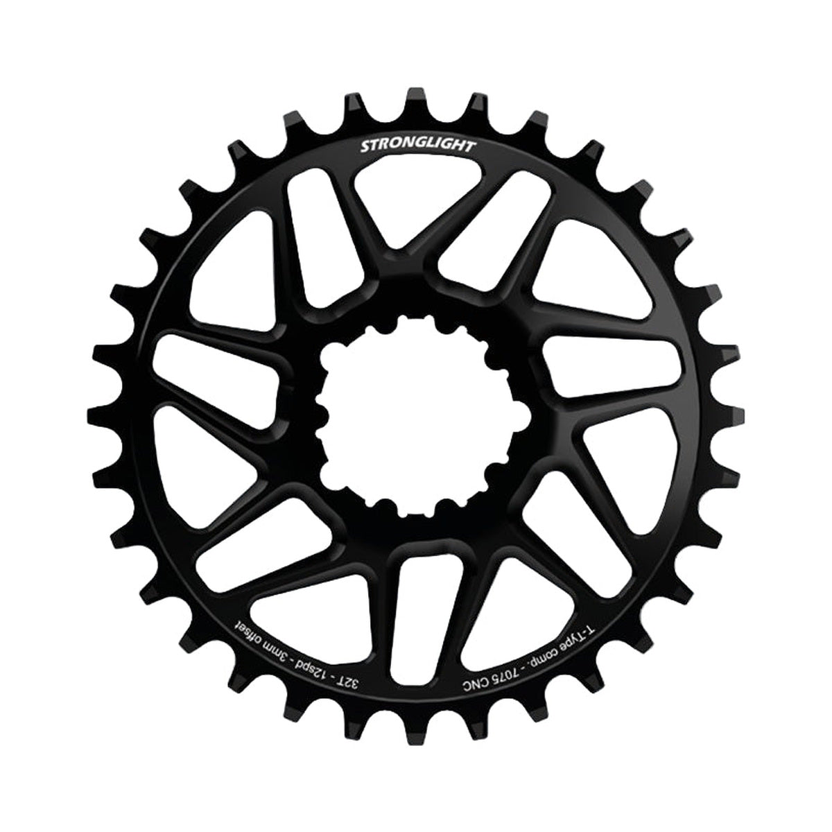 Plateau Mono STRONGLIGHT SRAM EAGLE SX/NX/GX/X01 12V Direct Mount Offset 3mm Boost — vue du plateau sur fond blanc