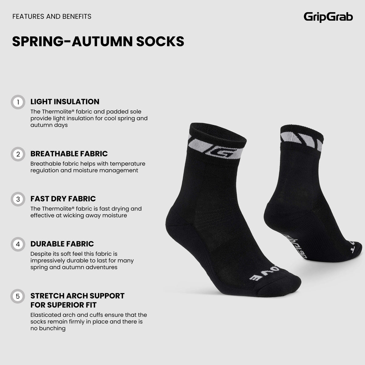 GRIPGRAB SPRING AUTUMN Socken Schwarz