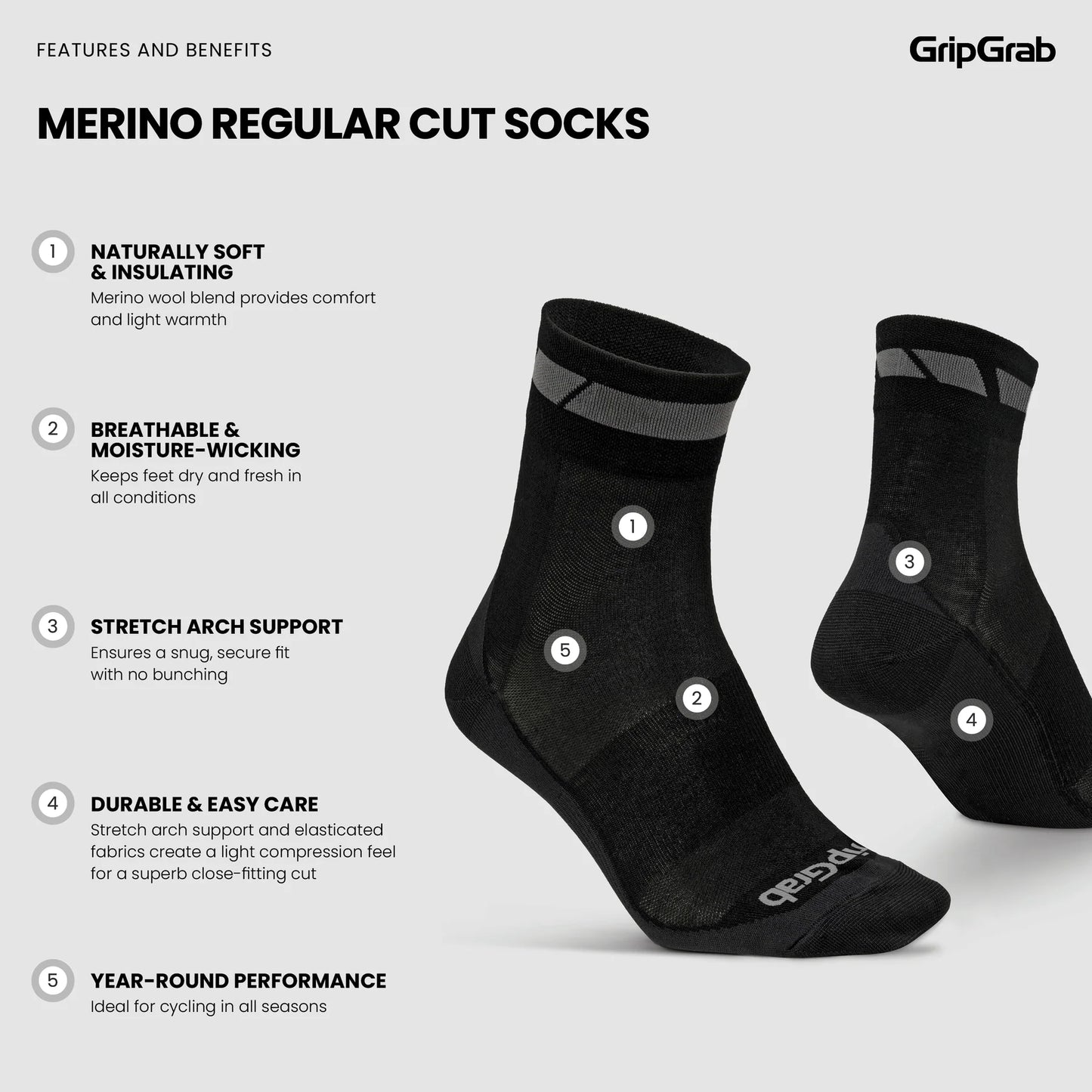 Socken GRIPGRAB MERINO REGALAR Schwarz (x3)