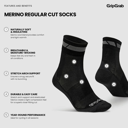 Chaussettes GRIPGRAB MERINO REGALAR Noir (x3)