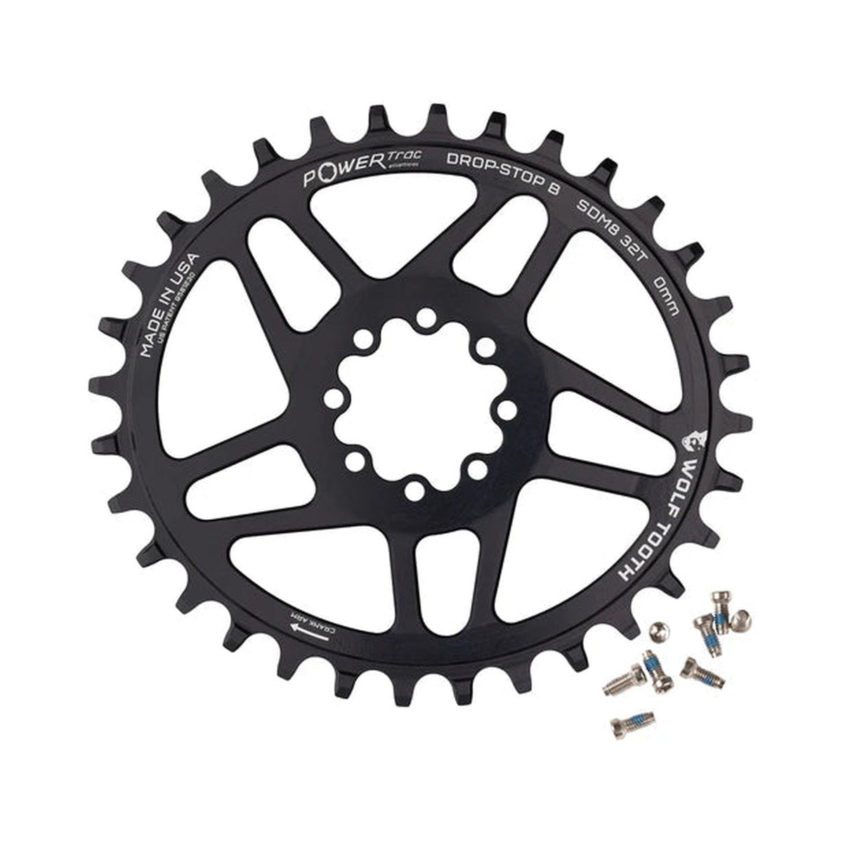 Plateau Mono Oval WOLF TOOTH 12V SRAM Direct Mount 8 vis Offset 3mm — vue du plateau sur fond blanc