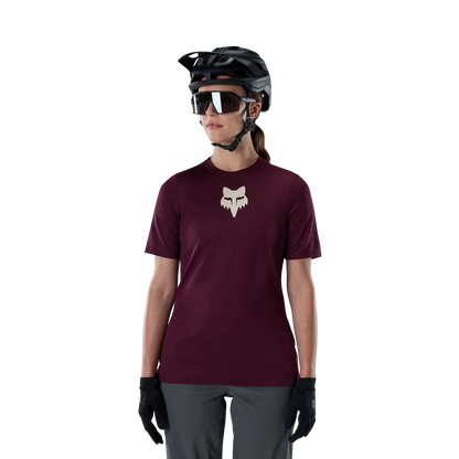 Maillot FOX RANGER HEAD Femme Manches Courtes Bordeaux