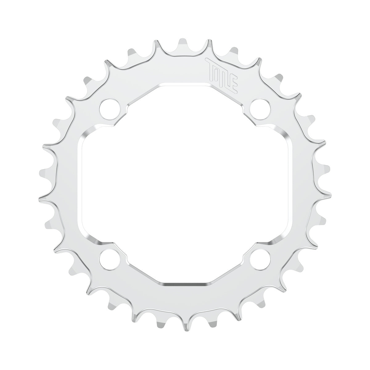Plateau TITLE CR1-E 12V SRAM T-Type 104 BCD Chrome — vue du plateau sur fond blanc
