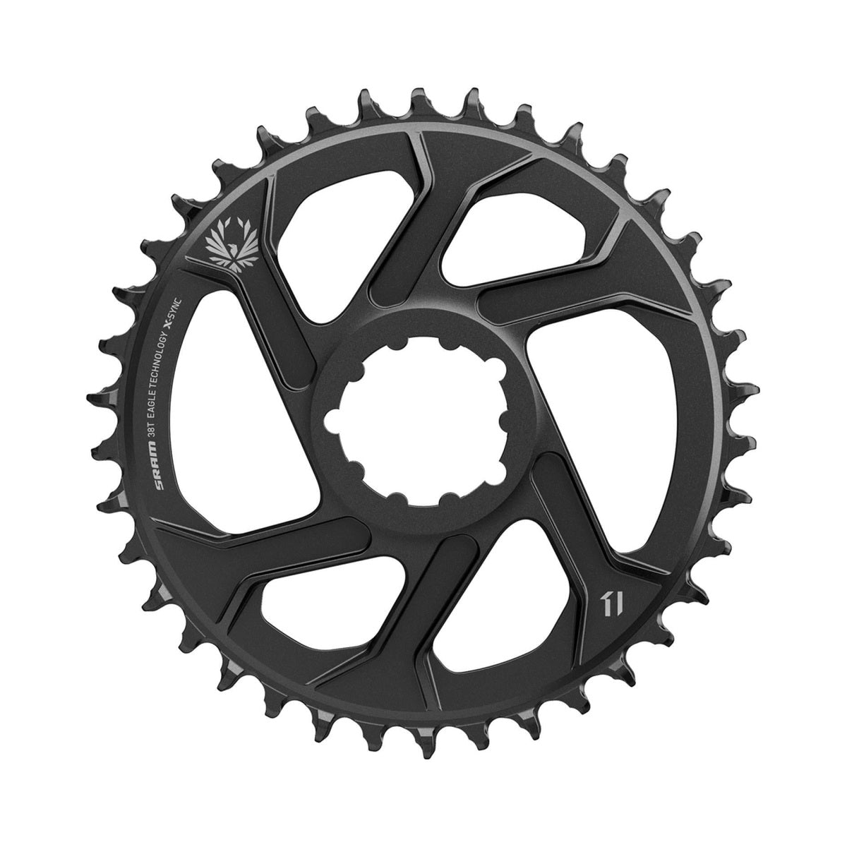 SRAM X-SYNC EAGLE Kettenblatt, 12-fach, Aluminium, Schwarz — Kettenblatt auf weißem Hintergrund