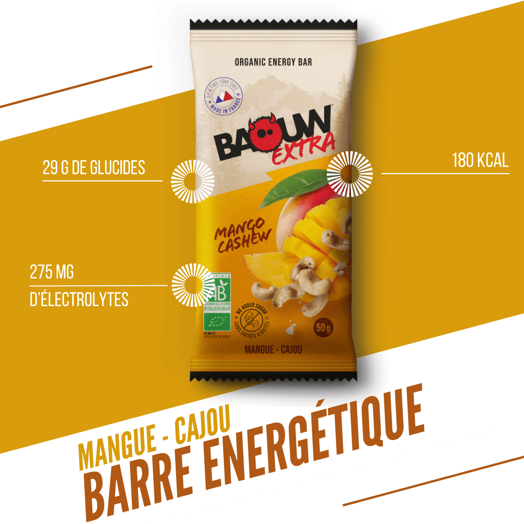 Barre Énergétique BAOUW BIO EXTRA Mangue Cajou (50g)