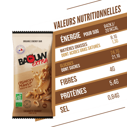 Barre Énergétique BAOUW BIO EXTRA Cacahuète Crunchy (50g)