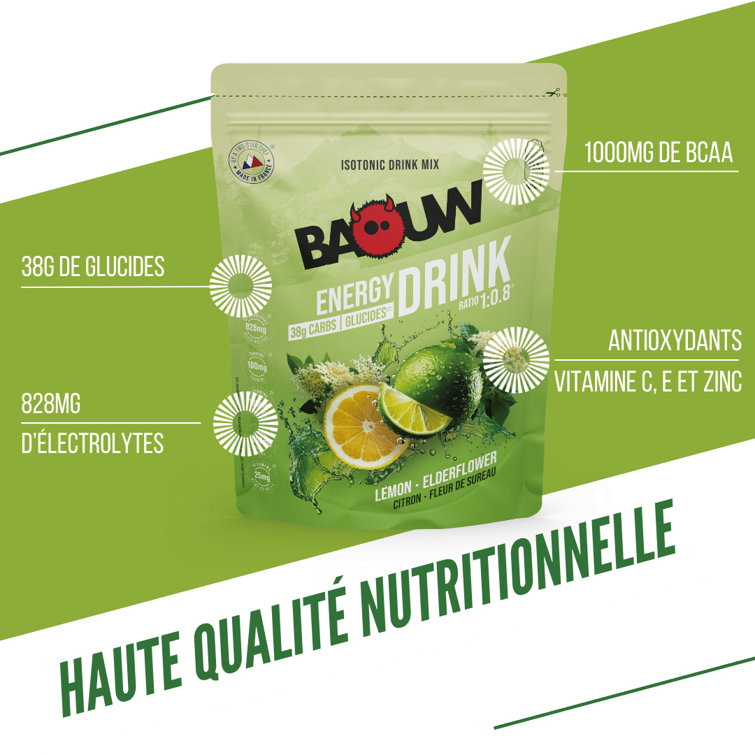 Boisson Énergétique BAOUW ISOTONIC (585g) Citron Fleur de Sureau
