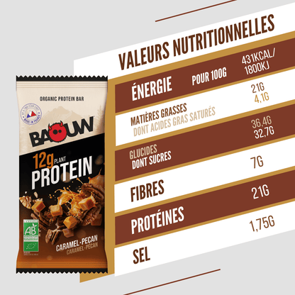 Barre Protéinée BAOUW BIO EXTRA Caramel/Pécan (50g)