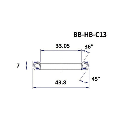Steuersatz-Lager BLACK BEARING C13 36/45° (33,05 x 43,8 x 7 mm)