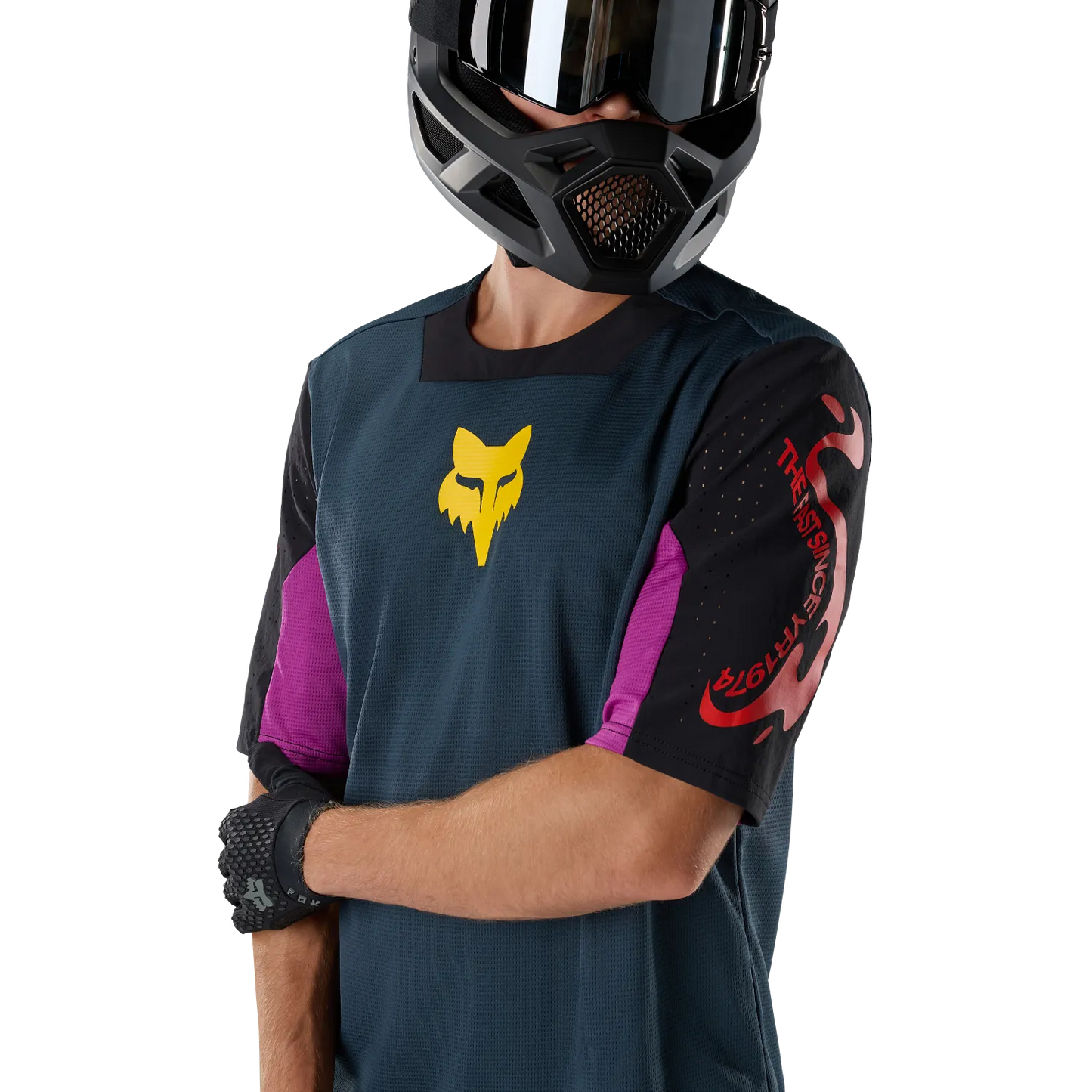Trikot FOX DEFEND CREATION Kurzarm Blau