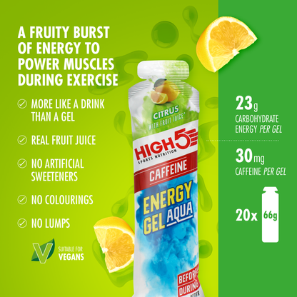 Energiegel HIGH5 ENERGY GEL Aqua Caffeine (66 g) Zitrone