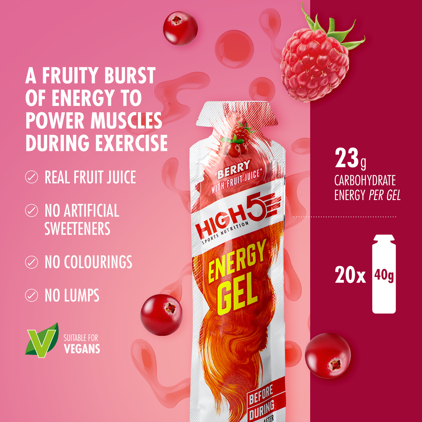 Energie-Gel HIGH5 ENERGY GEL (40g) Rote Früchte