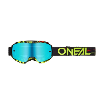 Maske O'NEAL B-10 ATTACK Schwarz/Gelb Fluo Scheibe Radium Blau