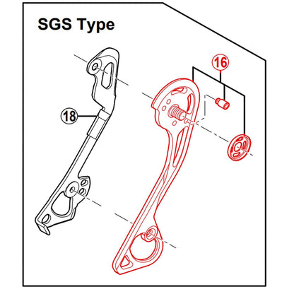 Langer externer Schaltauge hinten SHIMANO RD-M786-SGS #Y5Y198090