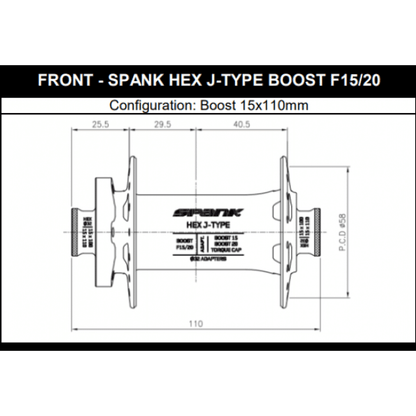 Moyeu Avant SPANK HEX 15/20 mm Boost 32 Trous Violet