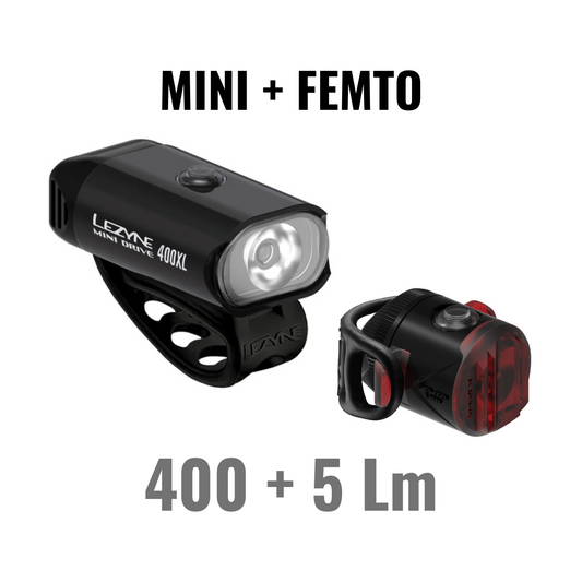 Beleuchtung vorne und hinten LEZYNE MINI DRIVE 400XL / FEMTO USB