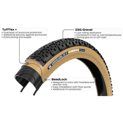 Pneu PANARACER GRAVELKING X1+ TLC 700c Tubeless Ready Marron