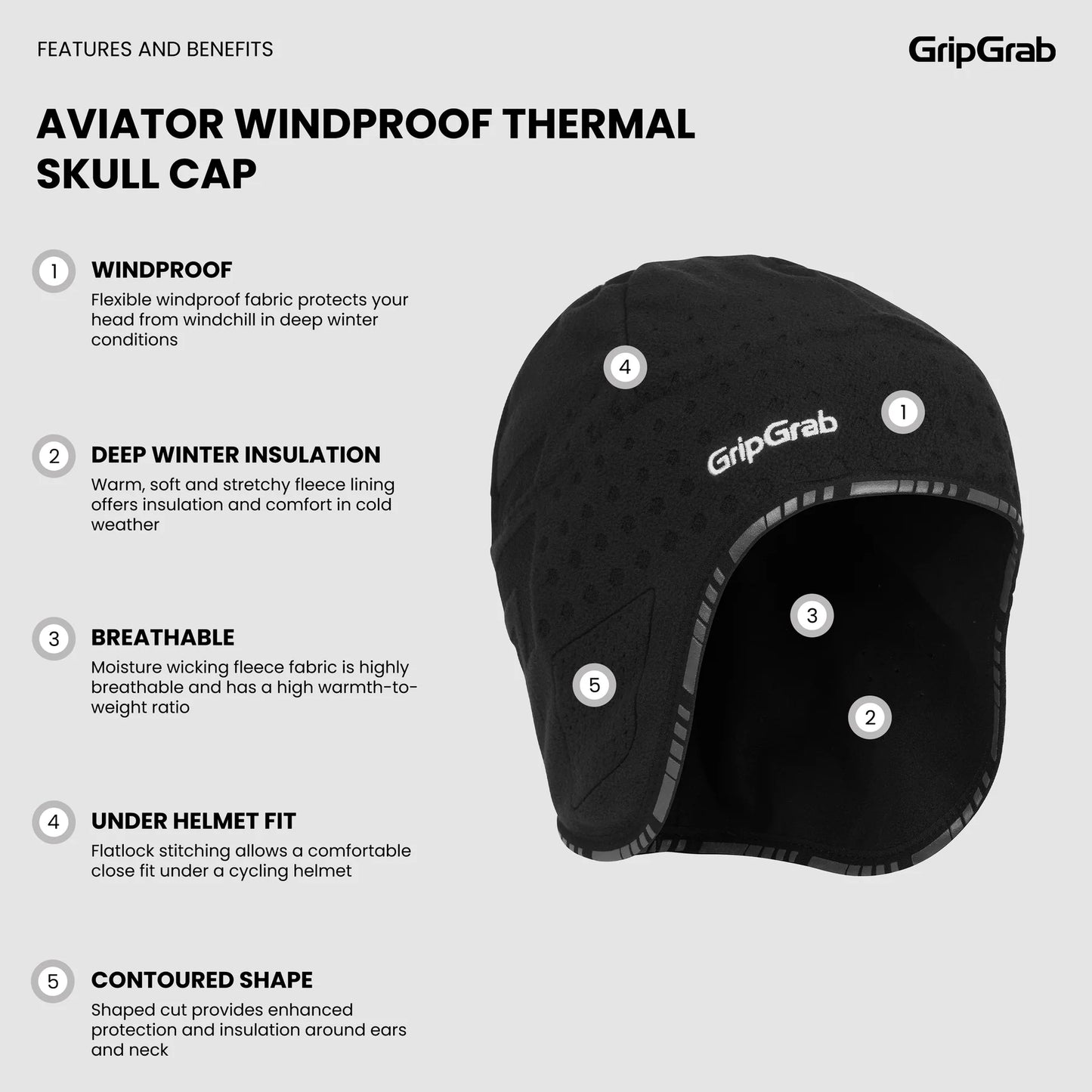 Bonnet GRIPGRAB AVIATOR DEEPWINTER Noir