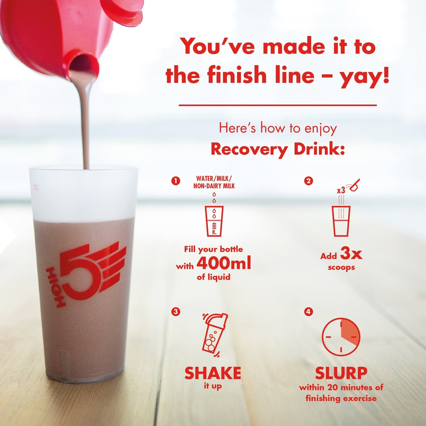 Boisson de Récupération HIGH5 RECOVERY DRINK (1.6kg) Fraise Milkshake