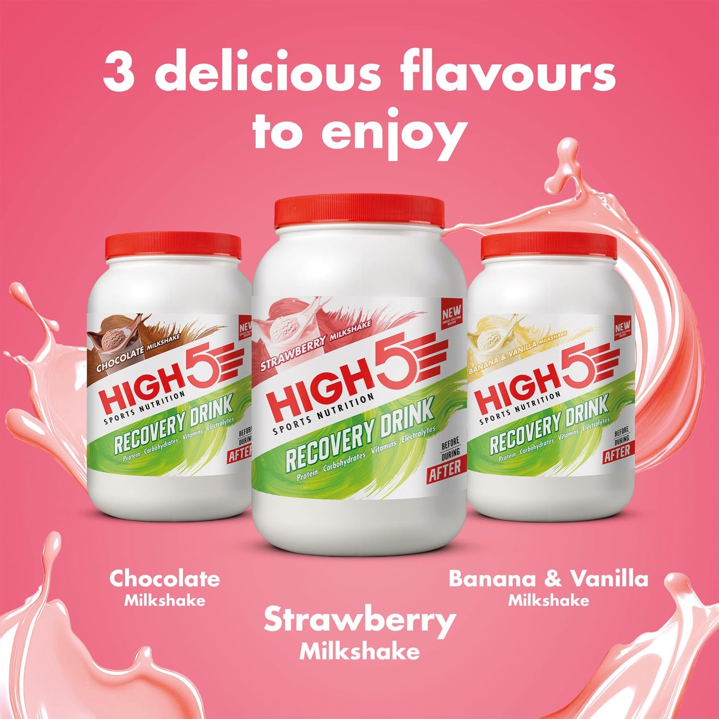 Boisson de Récupération HIGH5 RECOVERY DRINK (1.6kg) Fraise Milkshake