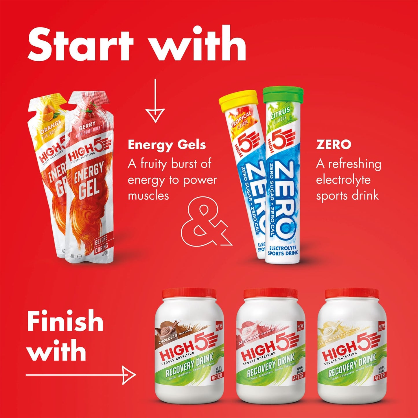 Boisson de Récupération HIGH5 RECOVERY DRINK (1.6kg) Fraise Milkshake