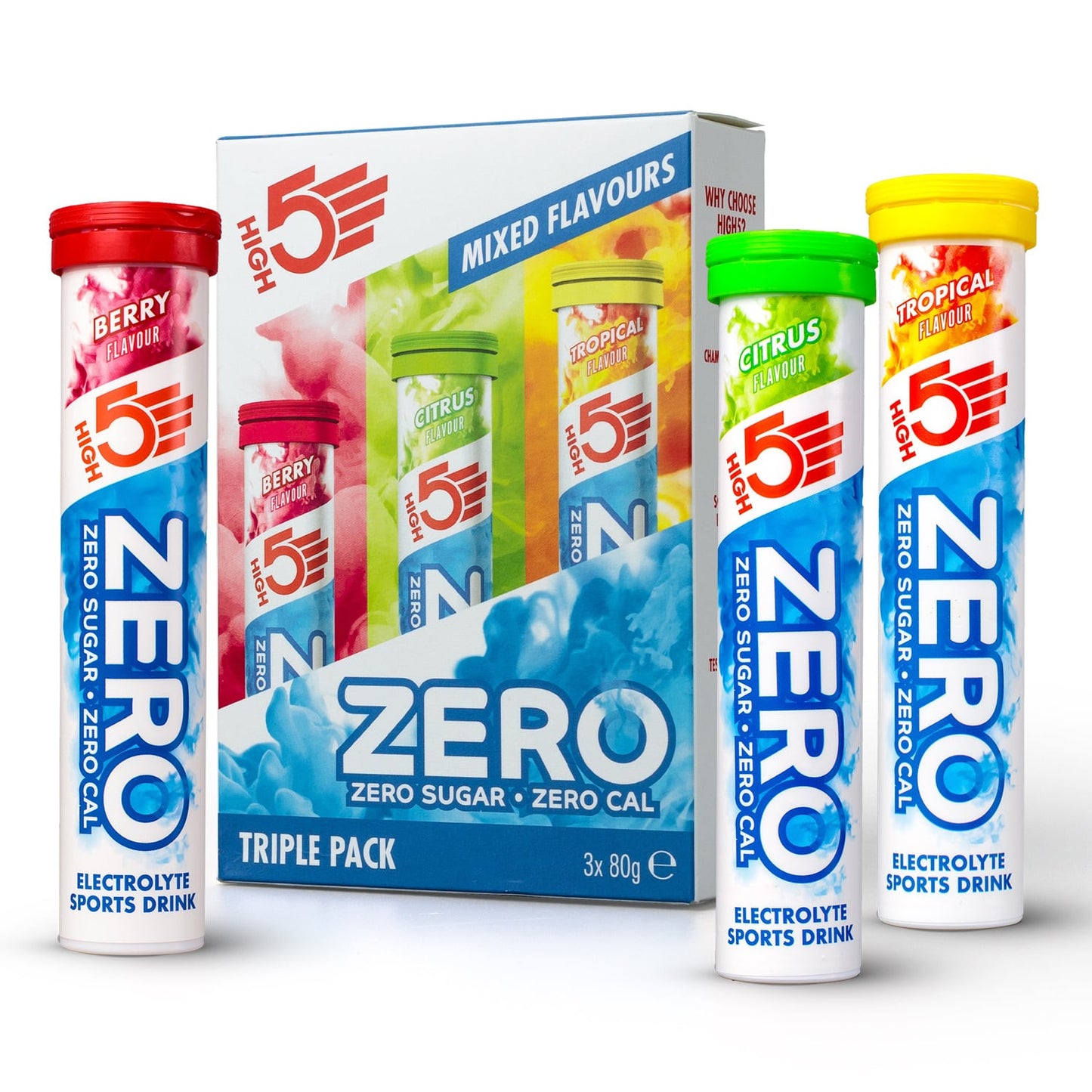 Pack 3x20 HIGH5 ZERO Hydratation Pastillen Elektrolyt Fruit Red/Lemon/Tropical