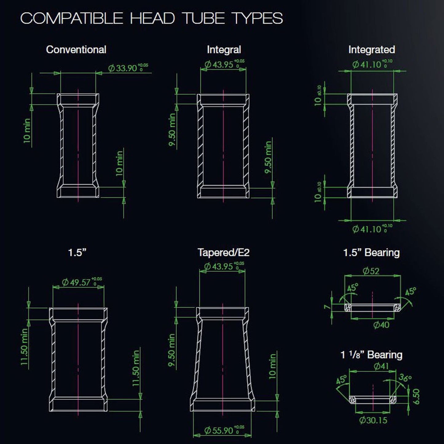 Cuvette Haute pour Jeu de Direction Semi-Intégré HOPE PICK'N'MIX 1"1/8 ZS44 Noir