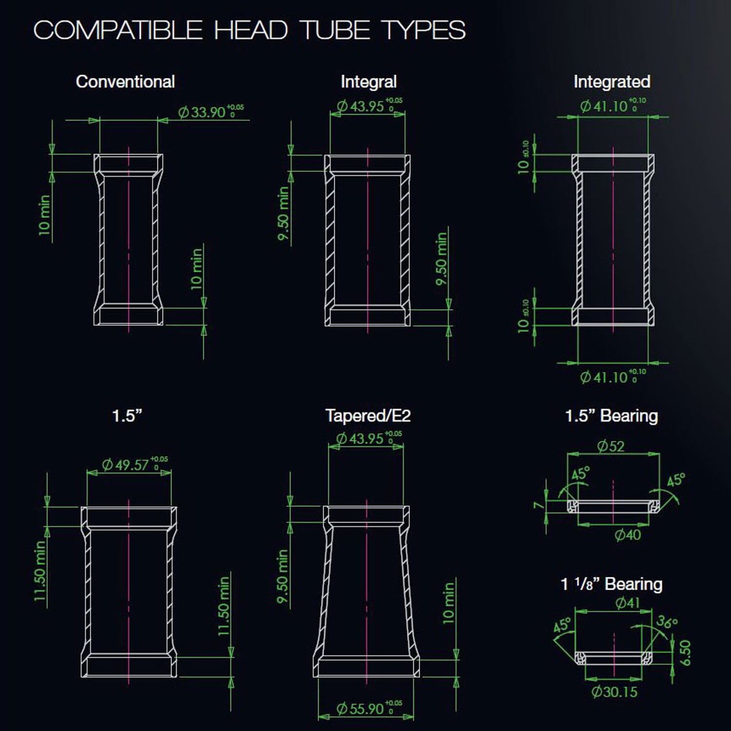 Cuvette Haute pour Jeu de Direction Semi-Intégré HOPE PICK'N'MIX 1"1/8 ZS44 Noir