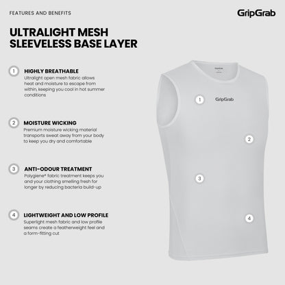GRIPGRAB ULTRALIGHT MESH ärmelloses Unterhemd Weiß