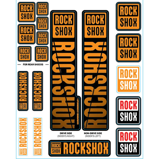 Kit Stickers pour Fourches Simple Té  ROCKSHOX Plongeurs 35 mm (2018+) Orange