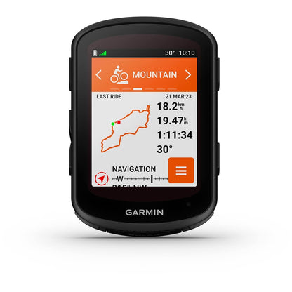 Compteur GPS GARMIN EDGE 840 SOLAR — vue de face, parcours VTT