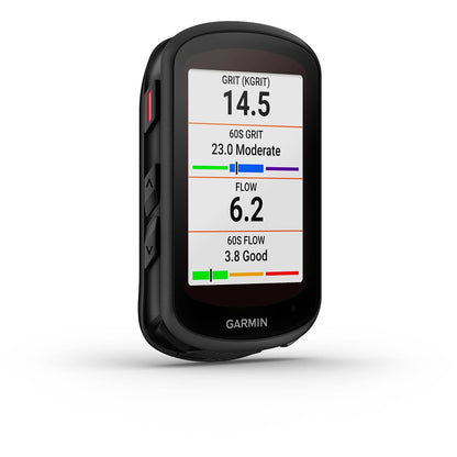 Compteur GPS GARMIN EDGE 840 SOLAR — vue de trois quarts, données de saut et de descente