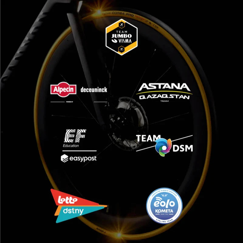 Ein Paar VITTORIA CORSA PRO 700c Tubeless Ready Reifen - Limitierte Auflage Gold