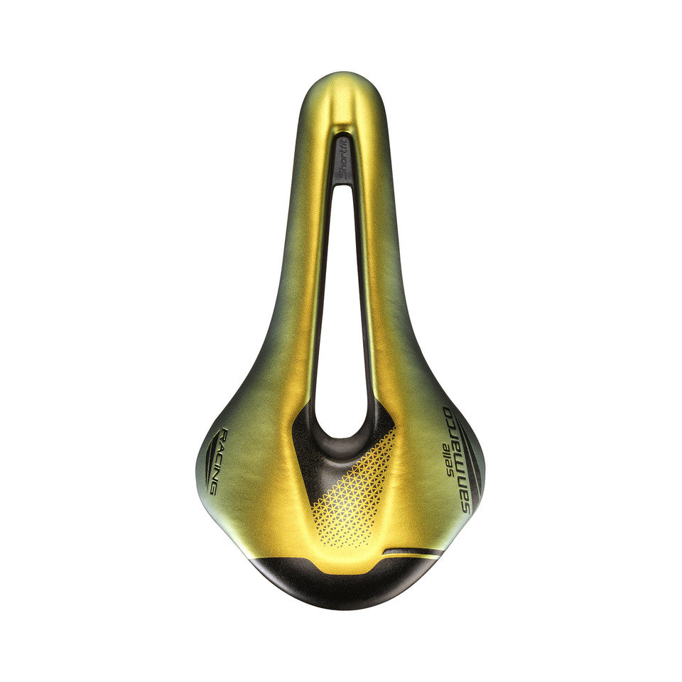 Sattel SAN MARCO SHORTFIT 2.0 OPEN-FIT RACING S3 Breite 144mm Stahlschienen Xsilite Gold
