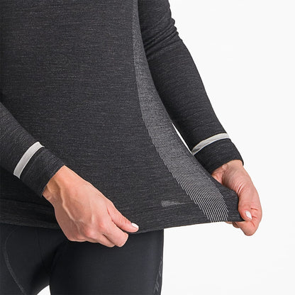 Unterhemd CASTELLI MERINO SEAMLESS Damen Langarm Schwarz