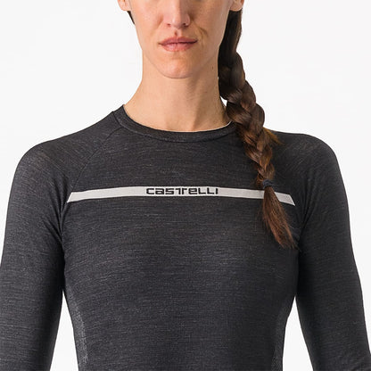 Unterhemd CASTELLI MERINO SEAMLESS Damen Langarm Schwarz