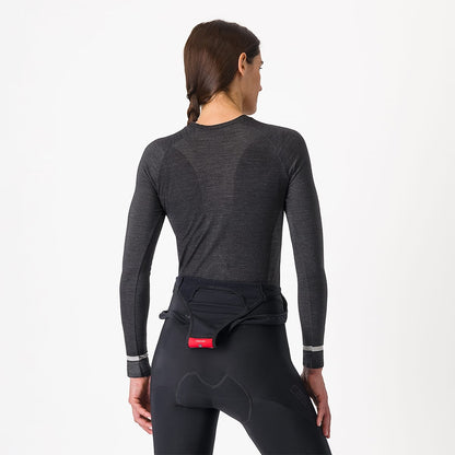 Unterhemd CASTELLI MERINO SEAMLESS Damen Langarm Schwarz