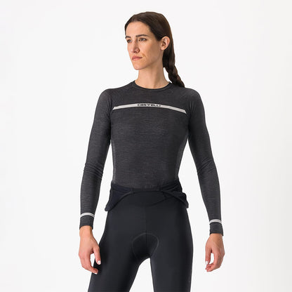 Unterhemd CASTELLI MERINO SEAMLESS Damen Langarm Schwarz