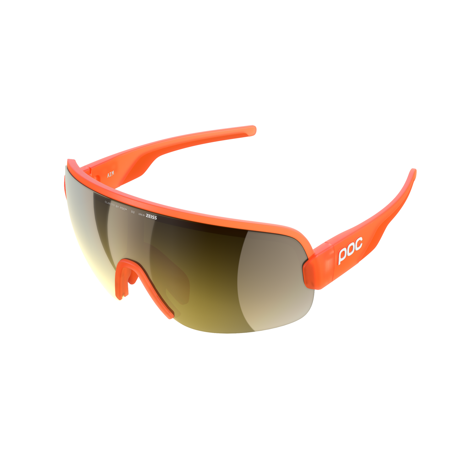 Lunettes POC AIM Orange Fluo Translucide Verre Clarity Road Partly Sunny Gold