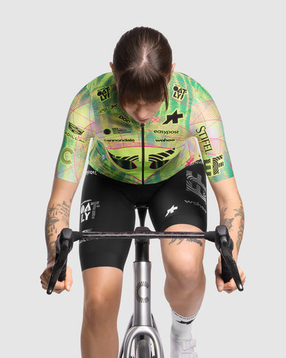 Trikot ASSOS UMA GT S11 EVO EDUCATION FIRST Kurzarm Damen Grün/Gelb