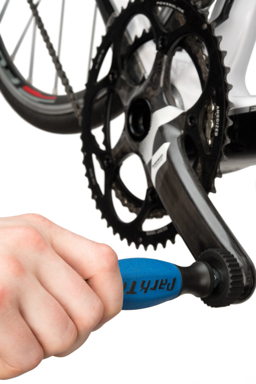 Park Tool DP-2 an einer SRAM-Force-Kurbel montiert