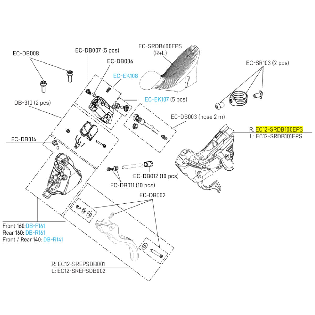 Corps de manette Droite CAMPAGNOLO Leviers SUPER RECORD EPS 12V Frein à Disque 2019